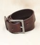 1.25" brown leather belt; choice of buckle - Image 1