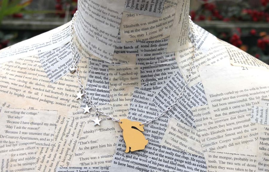 SALE Love You to the Moon and Back Rabbit Star Charm Silver Necklace