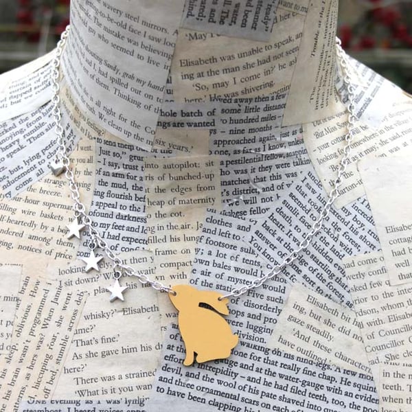 SALE Love You to the Moon and Back Rabbit Star Charm Silver Necklace