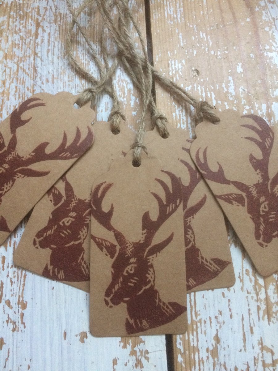 Hand Printed Stag Mini Gift Tags