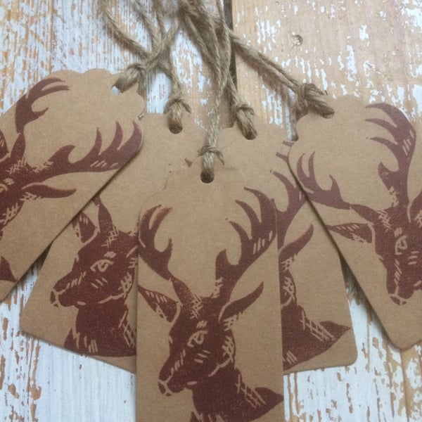 Hand Printed Stag Mini Gift Tags