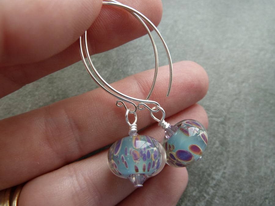 sterling silver, lampwork glass earrings