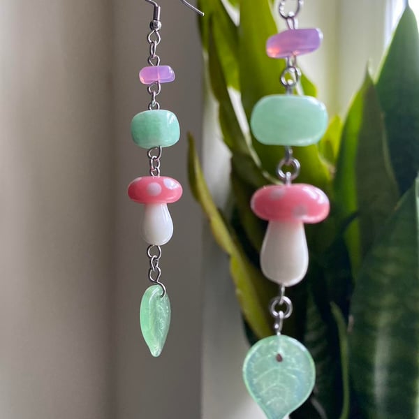 "Candy Marshmallow" Mushroom Earrings 