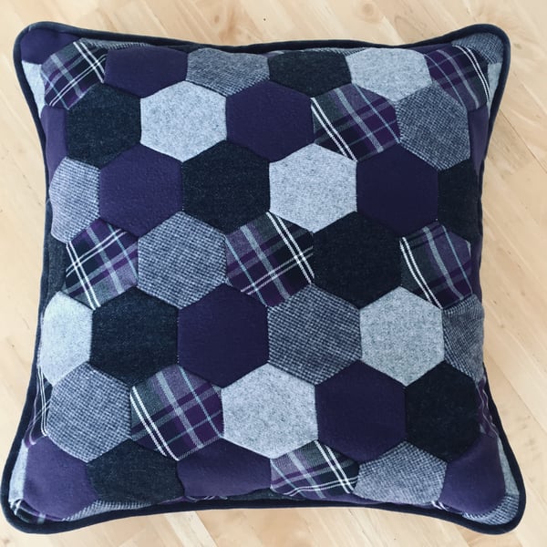 Tartan and Tweed Patchwork Cushion