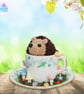 Crochet hedgehog in an espresso teacup. Hedgehog ornament. Hedgehog decoration. - Image 10