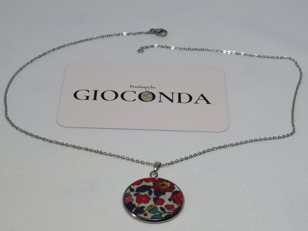 Hand Crafted Pretty Pendant - Made Using Liberty Print Fabric 