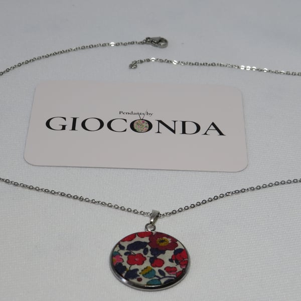 Hand Crafted Pretty Pendant - Made Using Liberty Print Fabric 