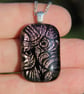 Fairy Wing Dichroic Glass Pendant: Rose Gold Fused Glass Necklace F47 - Image 7
