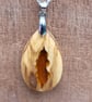 Olive wood and amber-coloured resin pendant - free UK postage - Image 2