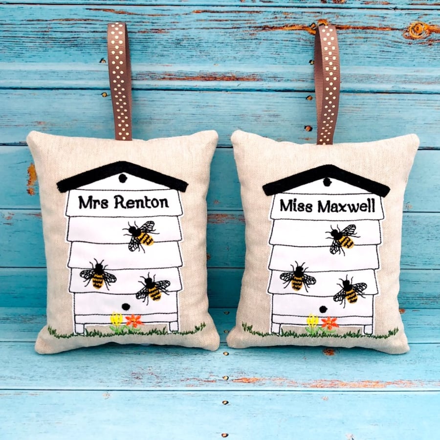  Beehive Bee Skep Linen Lavender Bag Personalised Gift Bee Happy