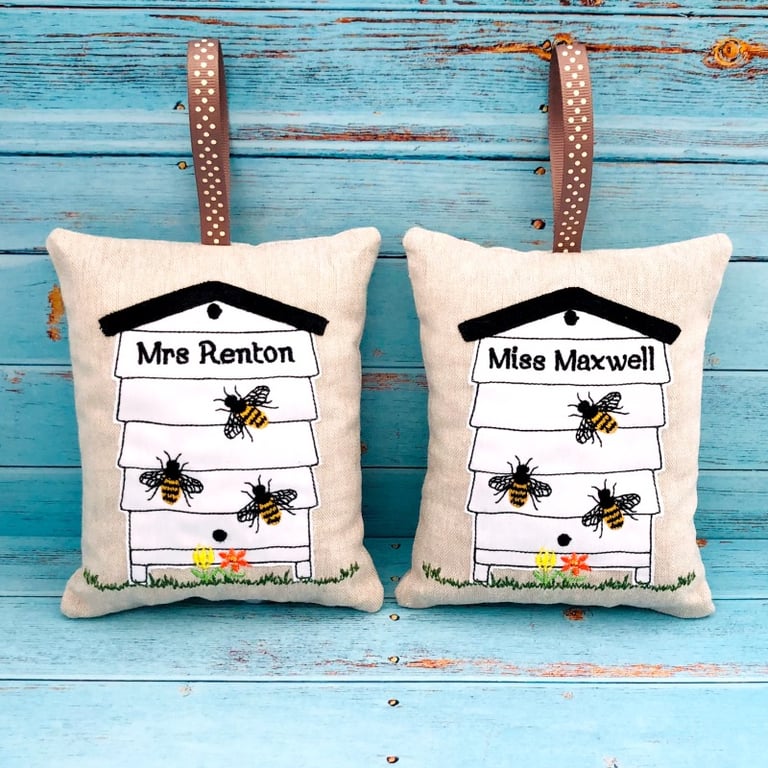  Beehive Bee Skep Linen Lavender Bag Personalised Gift Bee Happy