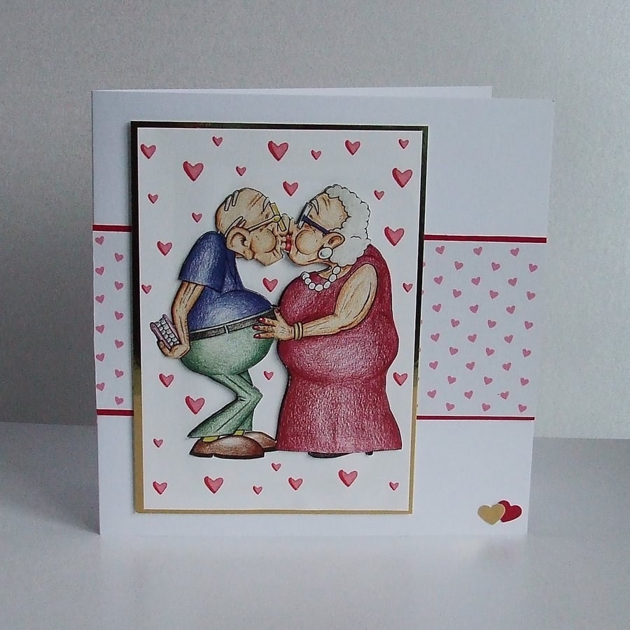 Handmade Humorous Valentines Day Card, Golden Oldies 
