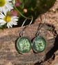 Pressed Flower Resin Earrings, Green, 304 Stainless Steel, Made in Scotland - Image 5