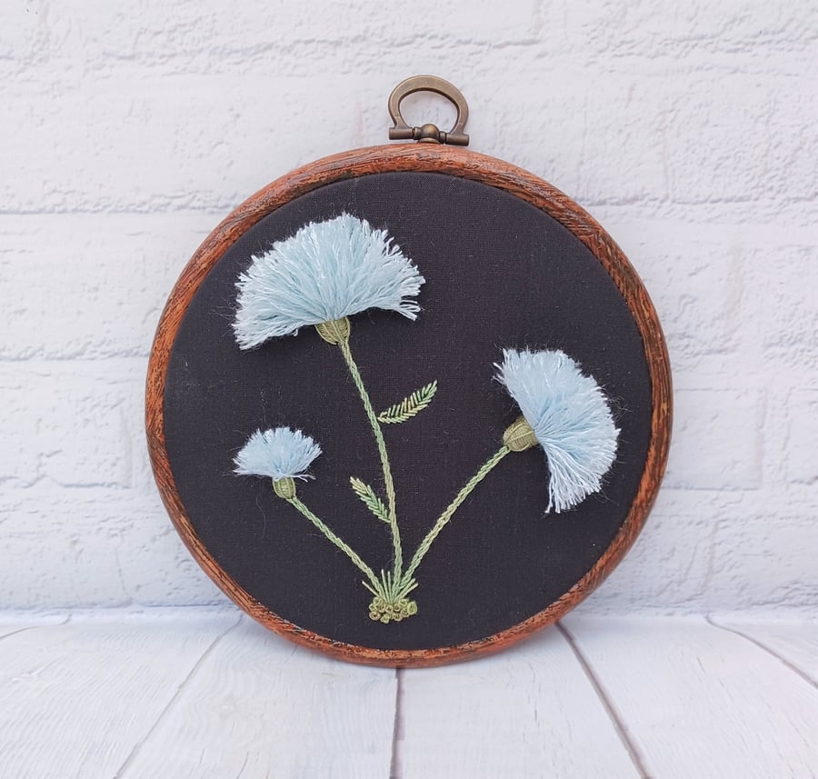 Stumpwork Dandelion Flower Hand Embroidery 3D Hoop, Hand Embroidery Flowers, Flo