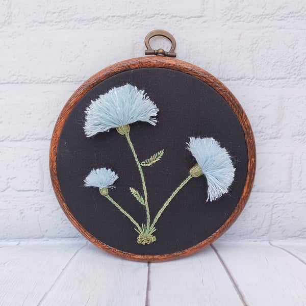 Stumpwork Dandelion Flower Hand Embroidery 3D Hoop, Hand Embroidery Flowers, Flo