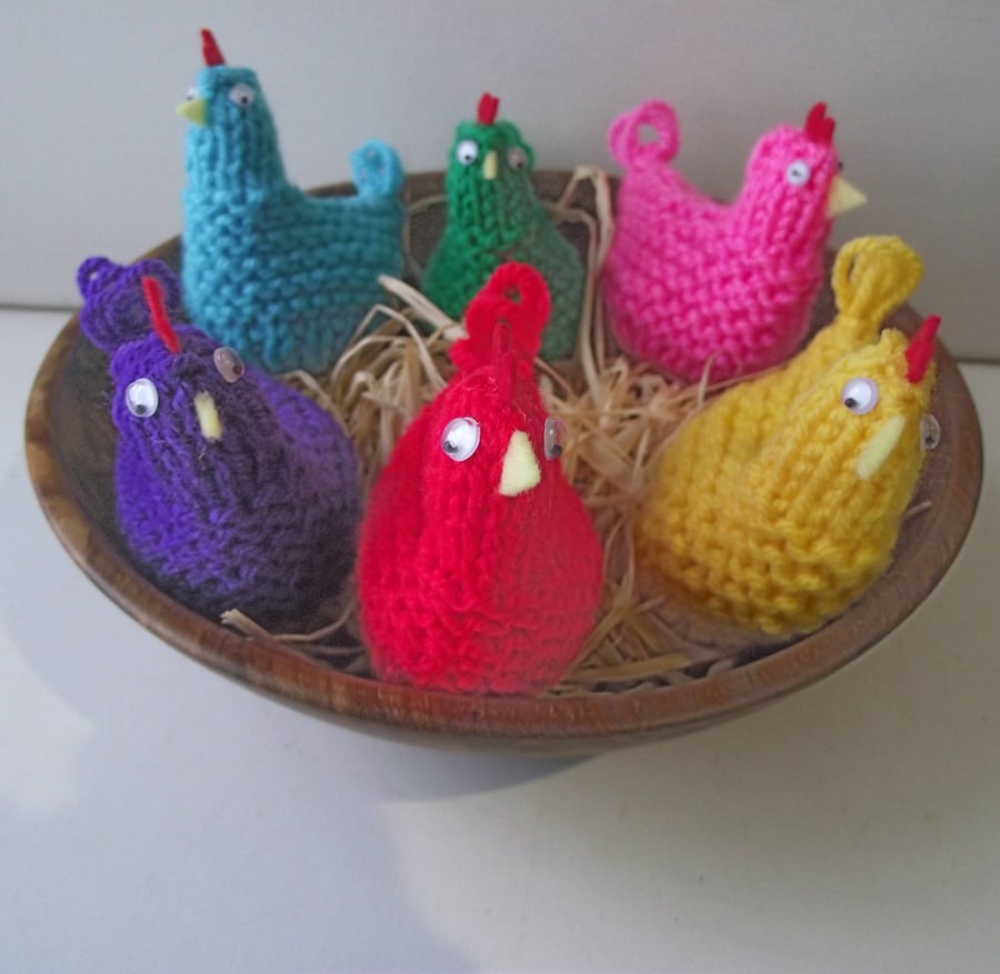 Easter Chicken Egg Cosies, Egg Hunt, Display, Set of Six, Multicolour