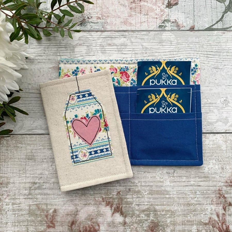 Floral tea bag wallet, tea bag holder