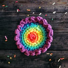 crochet rainbow, pride, brooch, applique