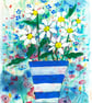 Daisies in Cornishware - Watercolour and Gouache - Image 3