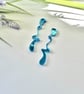 Blue Acrylic Squiggle Anstract Earrings - Image 4