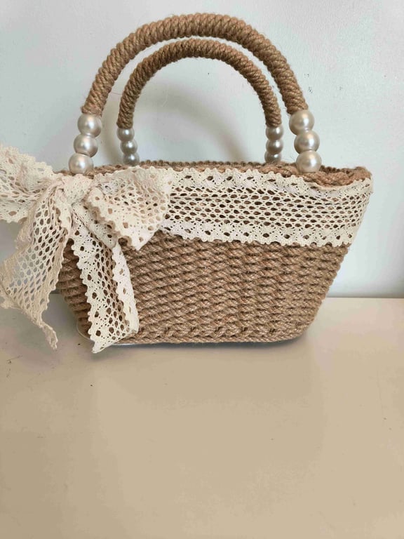 handmade hemp rope woven shopping basket