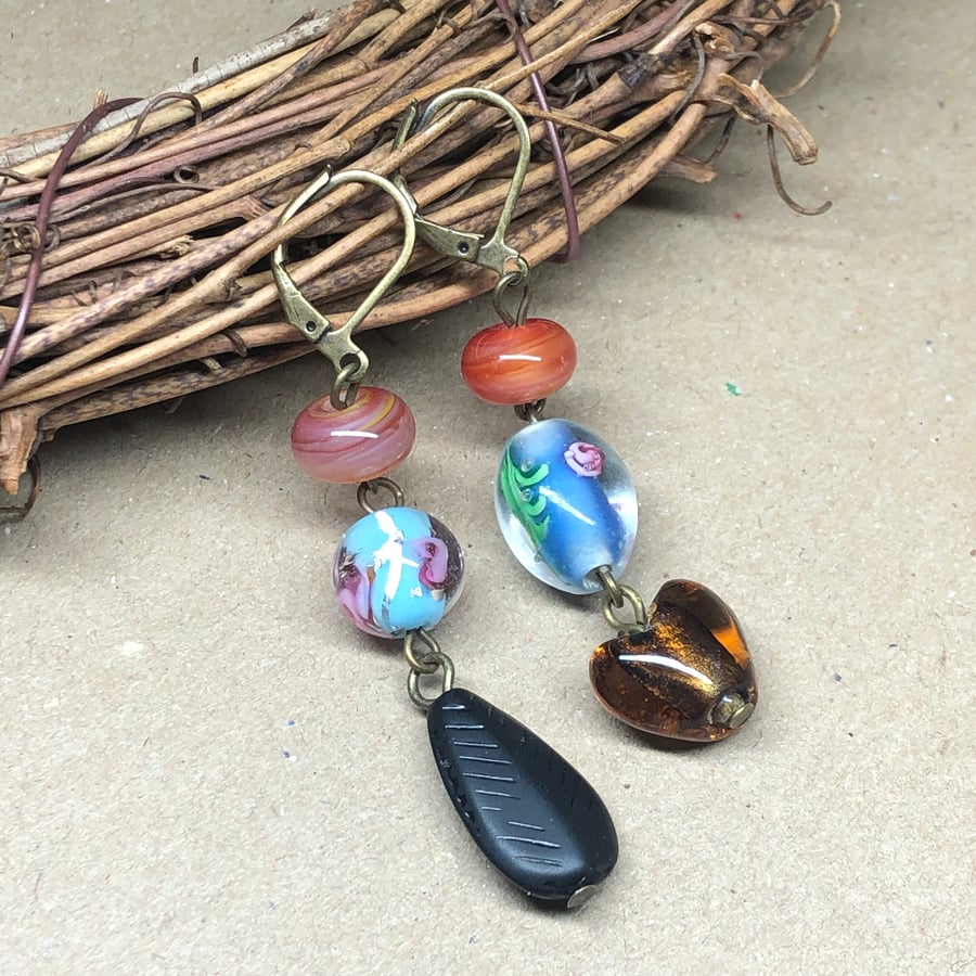 Mismatched Murano glass bead earrings