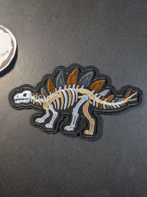Stegosaurus skeleton - Embroidered Iron on Patch
