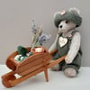 Jack, unique artist bear, collectable dressed teddy bear, mohair bear