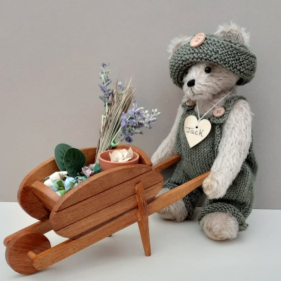 Jack, unique artist bear, collectable dressed teddy bear, mohair bear
