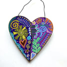 Up cycled wooden hand painted heart