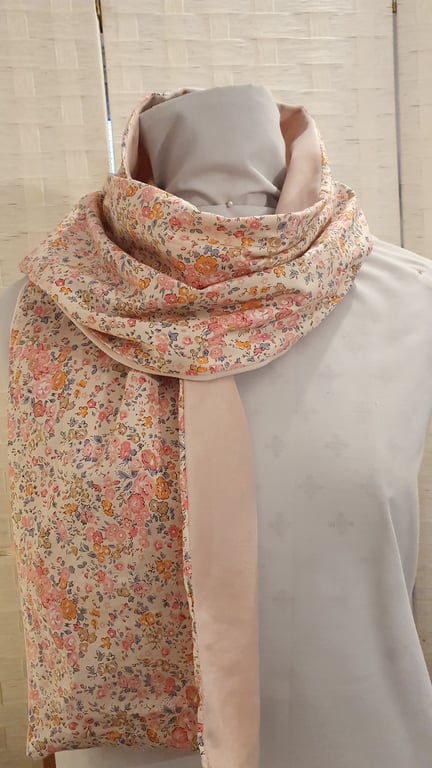 Liberty of London Print Long Scarf.Cotton Tana Lawn and Velvet  