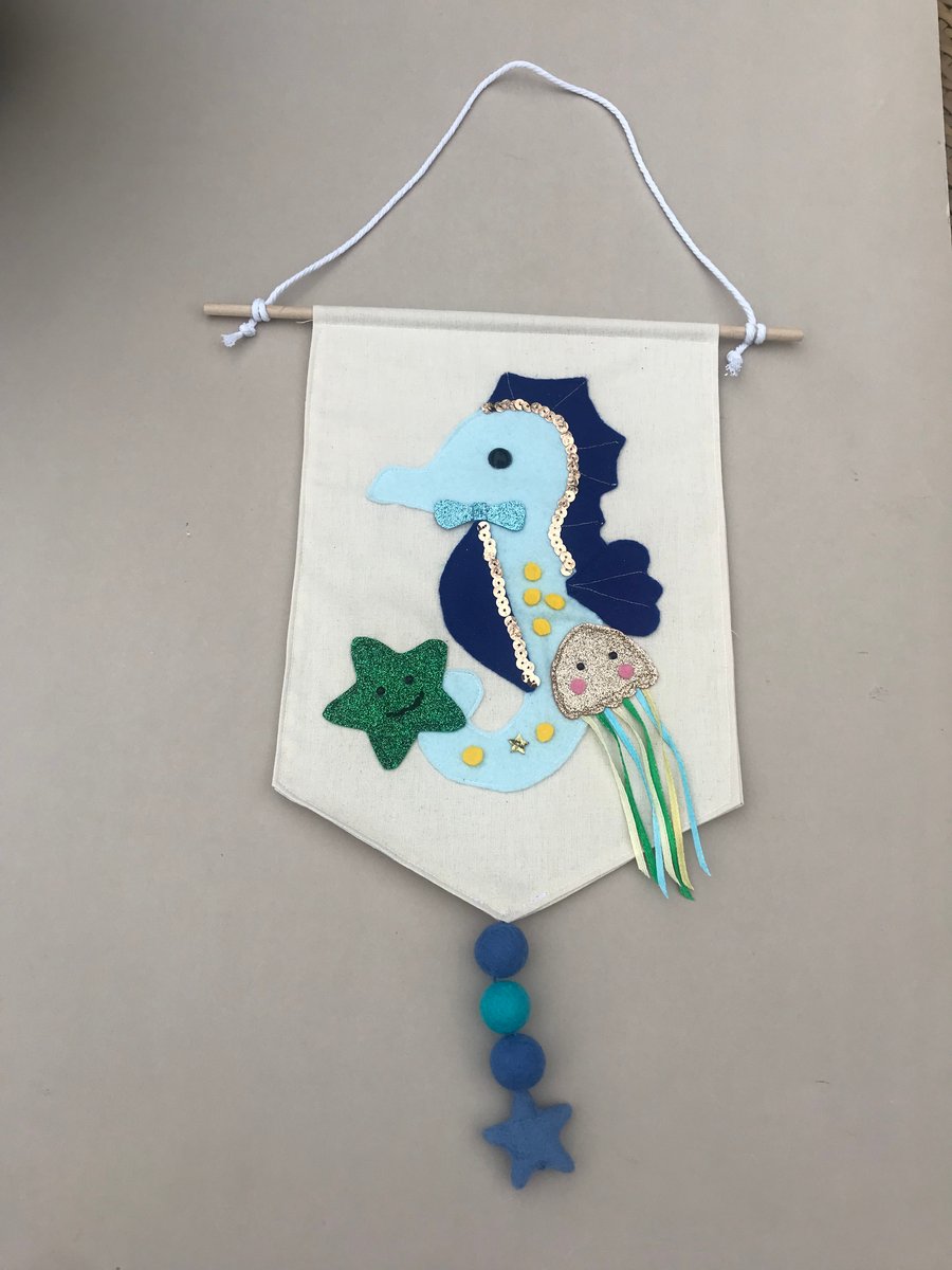 Under the Sea Ocean Theme Wall Hanging for Bedroom and Nursery Decor 