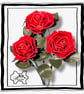 Romance Trio of Red Leather Roses - Valentines Day, Wedding Anniversary Gift.