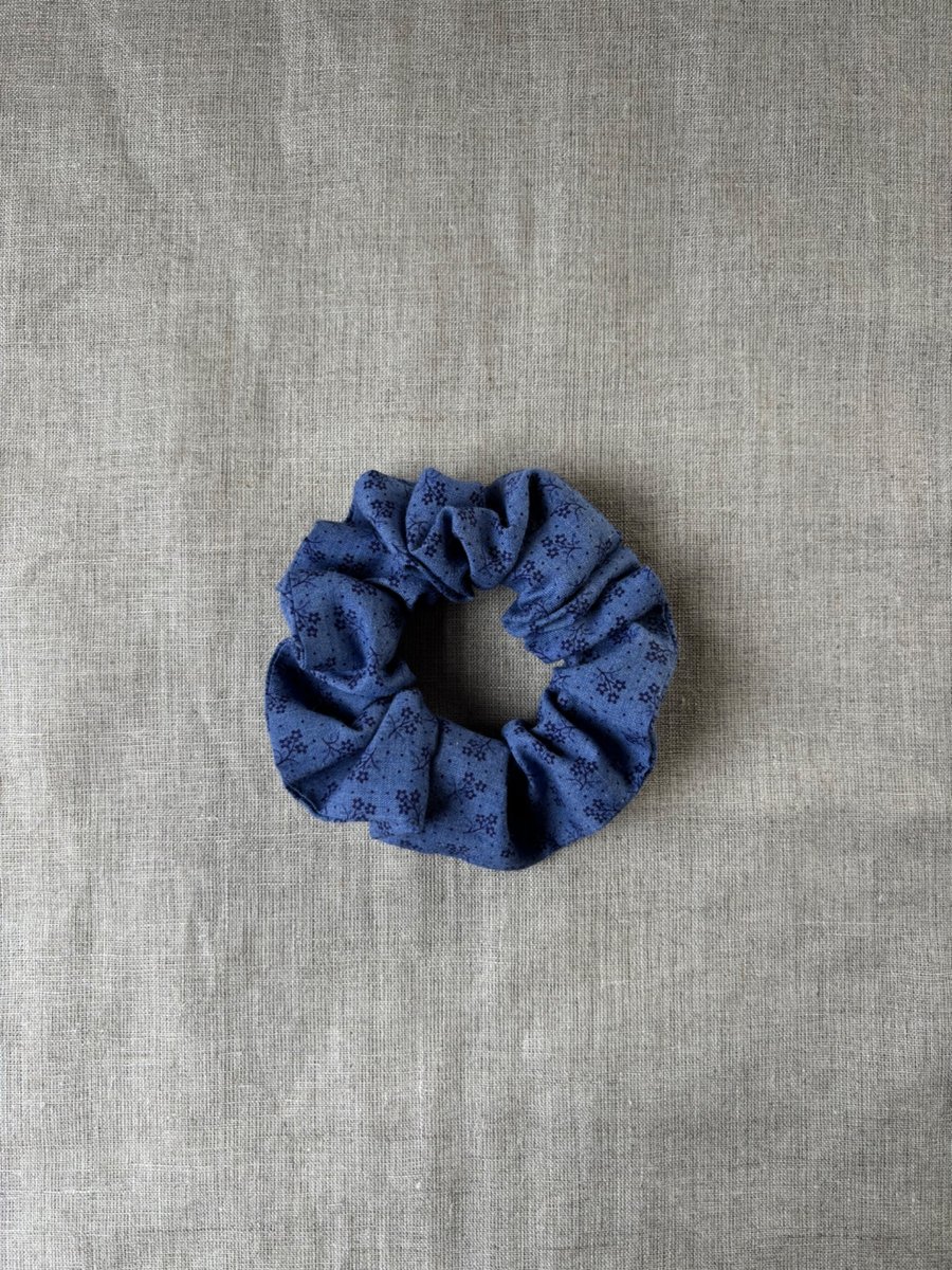 Blue floral scrunchie