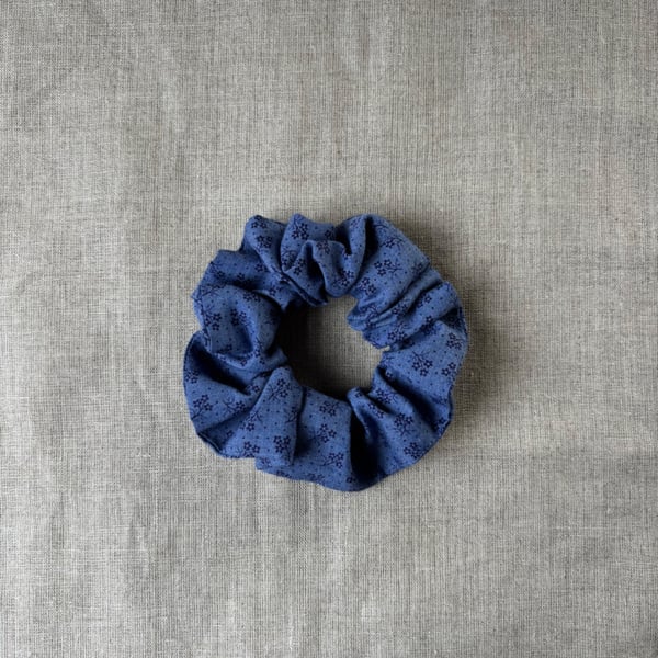 Blue floral scrunchie