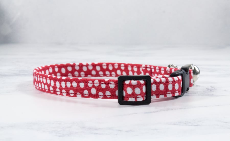 Red Cat Collar, Red Collar, Breakaway Collar, Safety Collar, Bell with Collar