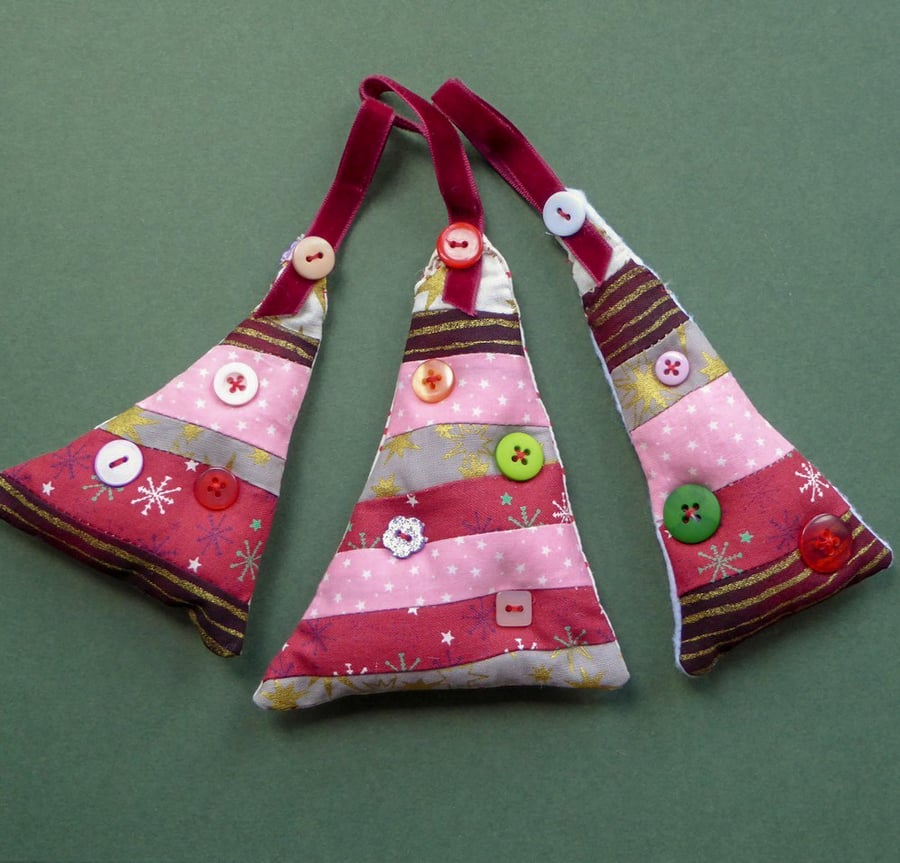 stitched textile hanging decorations