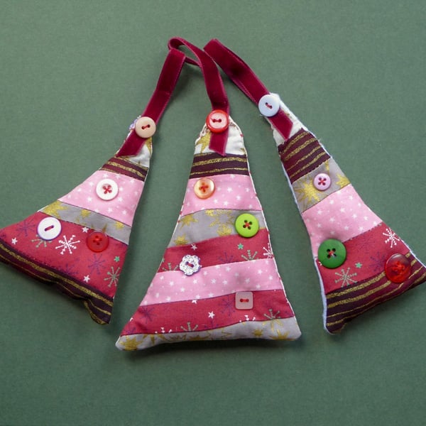 stitched textile hanging decorations