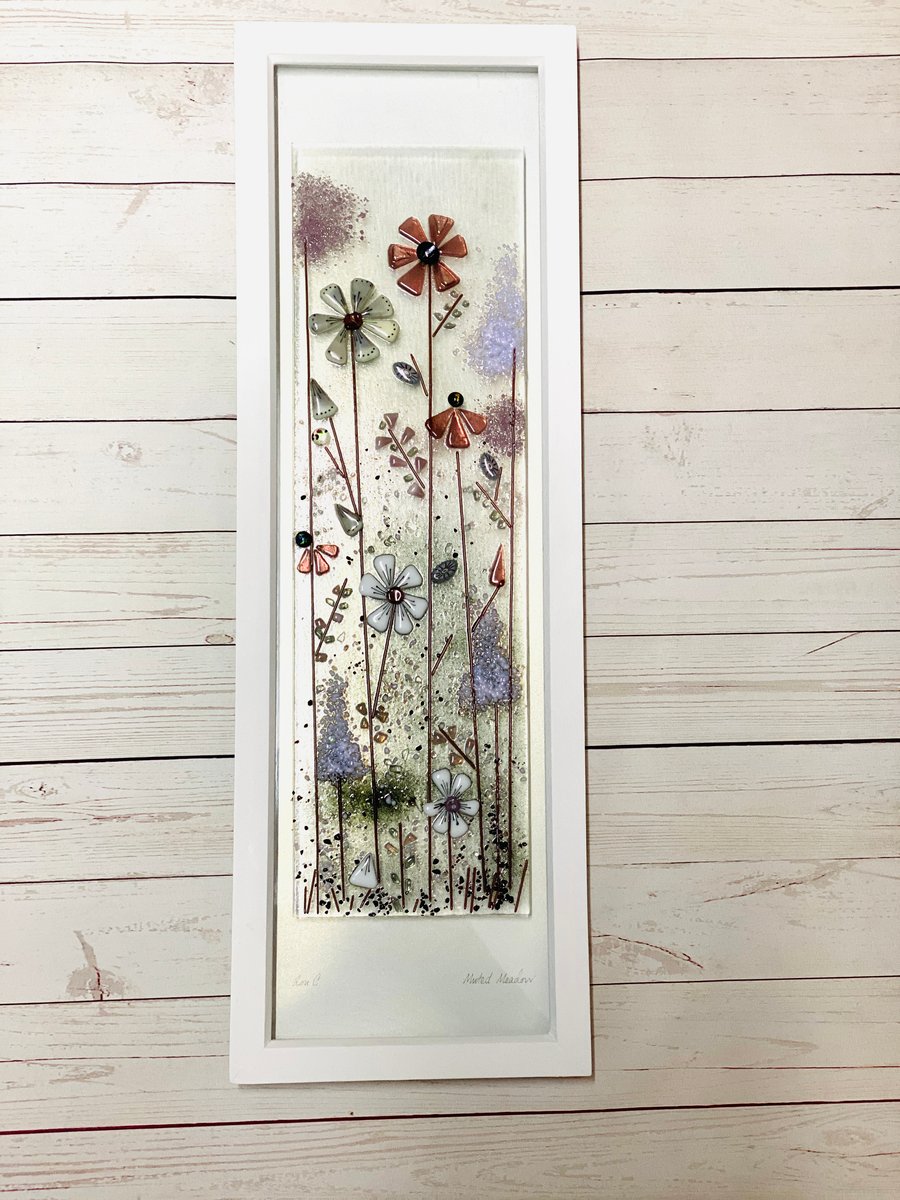 Muted meadow flowers- fused glass art