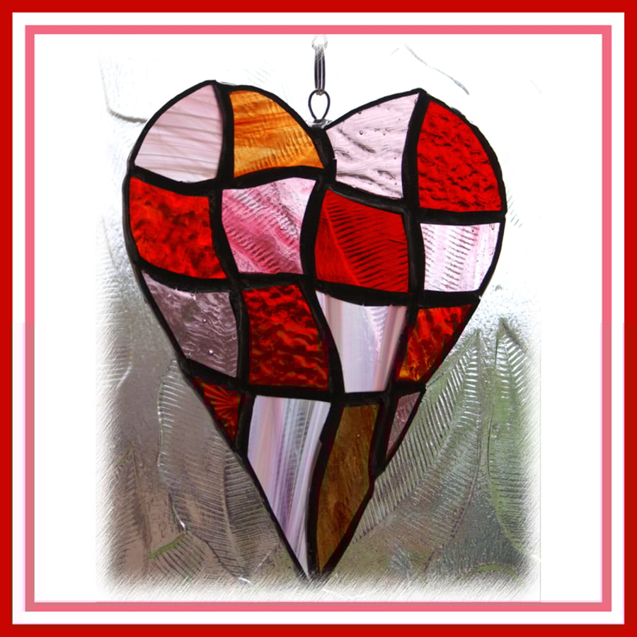 Patchwork Heart  Stained Glass Suncatcher