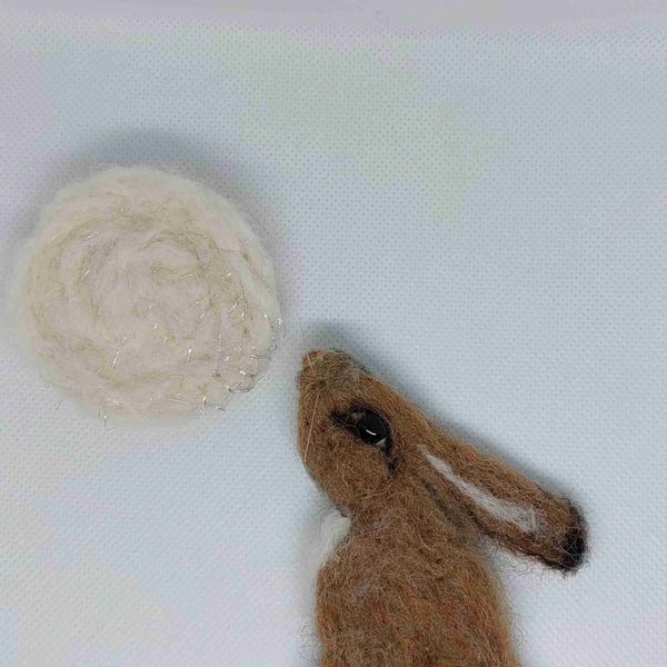Hare and Moon fridge magnet set needle felt  nottoolate 