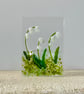 Fused glass tealight candle holder panel, lily of the valley - Image 3