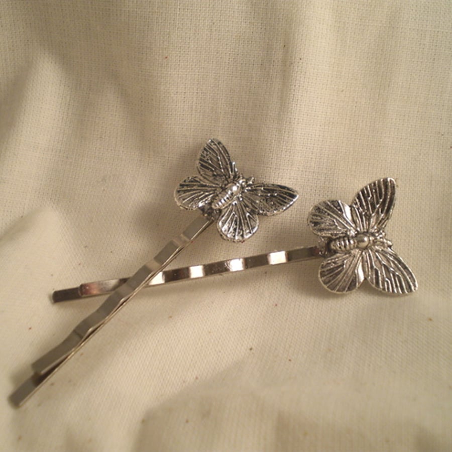 Butterfly Hair Pins/Grips x 2 