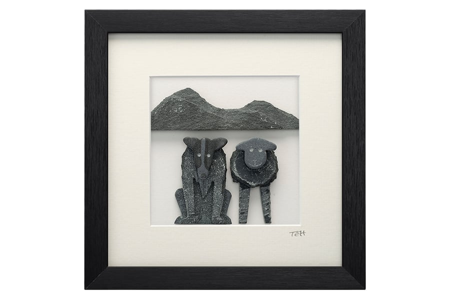 Herdwick Lamb and Collie by Catbells