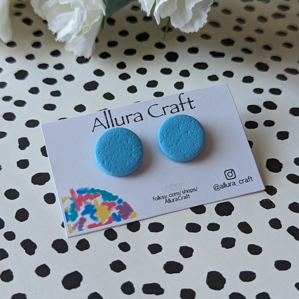 Ice Blue Textured Circle Studs