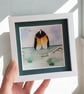 Penguin Coastal Art, Handmade 3D Watercolour Picture, One-of-a-Kind Beach Gift - Image 2