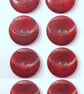 8 Half Moon Buttons, 18mm Wide, Dark Red and Black Flecks Design, by Dill