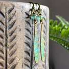 Verdigris & Turquoise Patina Earrings. Boho Style Hand Painted Dangle Earrings 