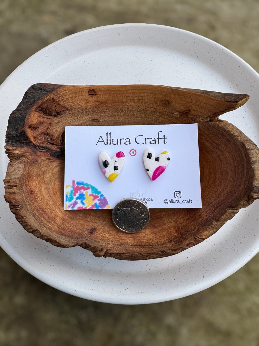 Liquorice Pop Heart Studs - Small