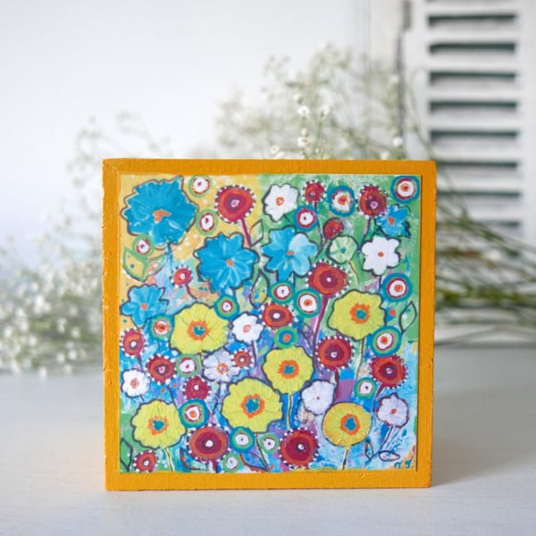 Yellow Floral Jewellery Box, Meadow Art Print, Gift Box